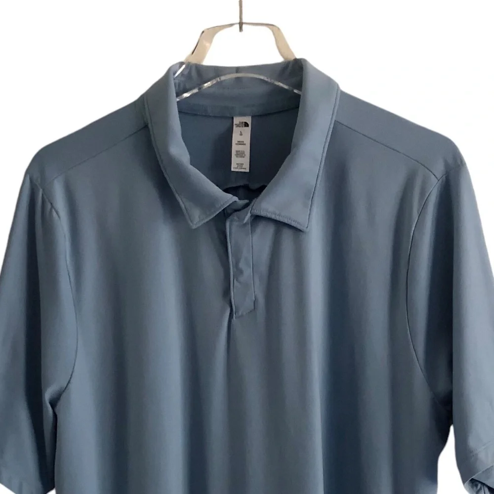 The North Face Mens Polo Shirt Dune Sky Short Sleeve Steel Blue Large
